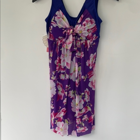 Vibrant Floral Sleeveless Padded Bathing Suit Dress Medium - Picture 4 of 15